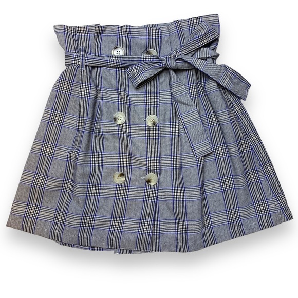 Small Plaid Pleated Skirt High Rise Button Bow Tie Mini School Girl Skirt 🌻 - Picture 1 of 11